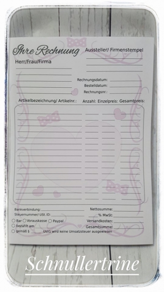 Rechnungsblock "Rosèdesign"